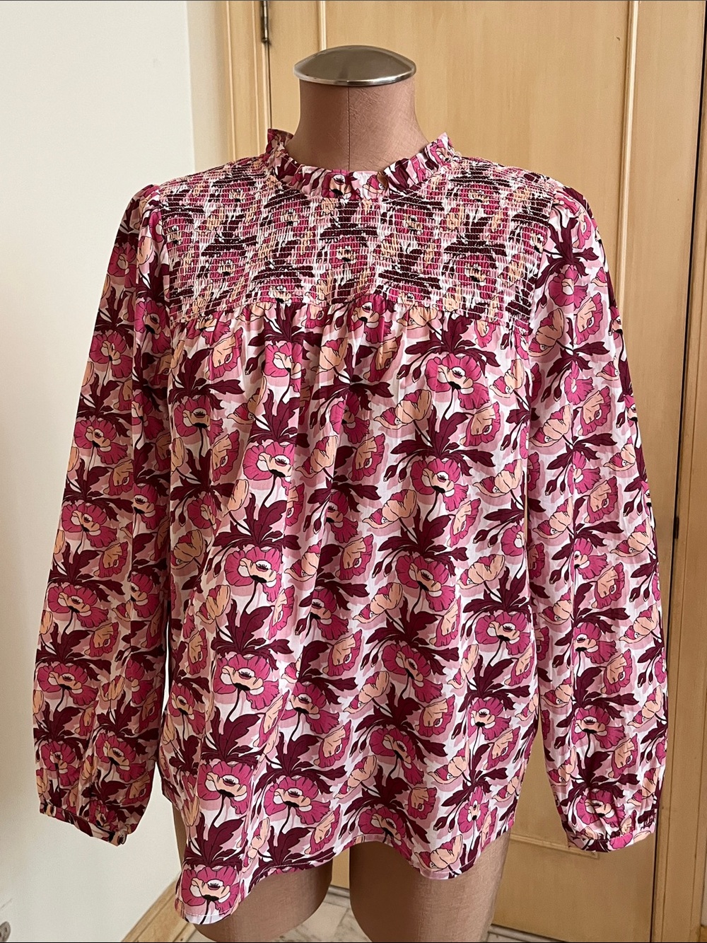 J. CREW/LIBERTY OF LONDON NWT Butterfield Poppy Cottage Career Smock Yoke Top M